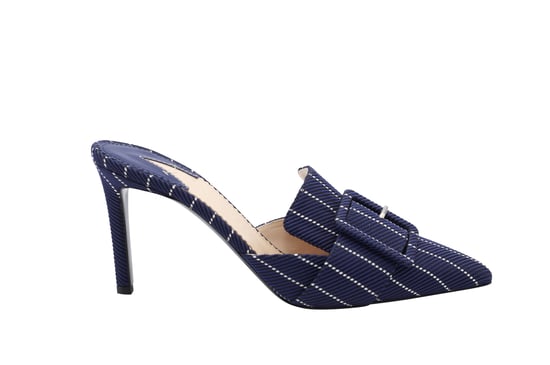 Altuzarra 75 mm Nadelstreifenabsätze aus marineblauem Leder - Image 1