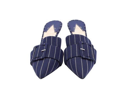 Altuzarra 75 mm Nadelstreifenabsätze aus marineblauem Leder - Image 4