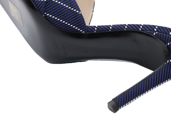 Altuzarra 75 mm Nadelstreifenabsätze aus marineblauem Leder - Image 5