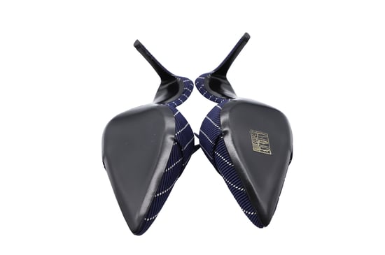 Altuzarra 75 mm Nadelstreifenabsätze aus marineblauem Leder - Image 6