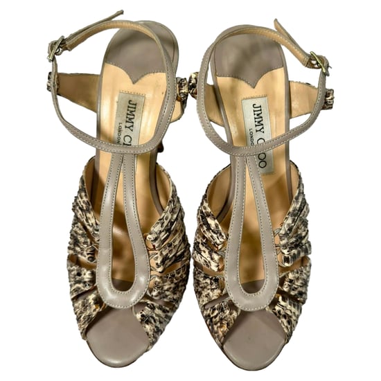 Jimmy Choo Python-Prägung Riemchen-Sandalen aus tierisch gemustertem Leder - Image 6