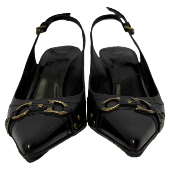 Dior CD Slingback-Pumps aus schwarzem Leder - Image 2