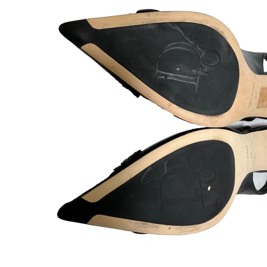 Dior CD Slingback-Pumps aus schwarzem Leder - Image 6