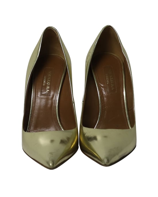 Aquazzura Purist Pumps aus goldfarbenem Lackleder - Image 2