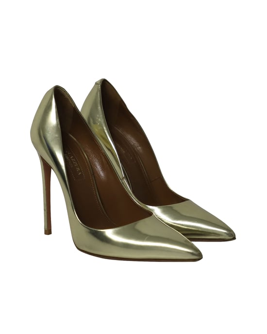 Aquazzura Purist Pumps aus goldfarbenem Lackleder - Image 3
