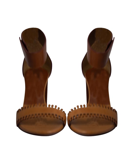 Chloe Knöchel-Offene Blocksandalen aus braunem Leder - Image 4