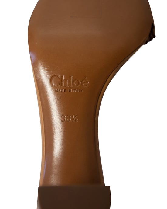 Chloe Knöchel-Offene Blocksandalen aus braunem Leder - Image 6
