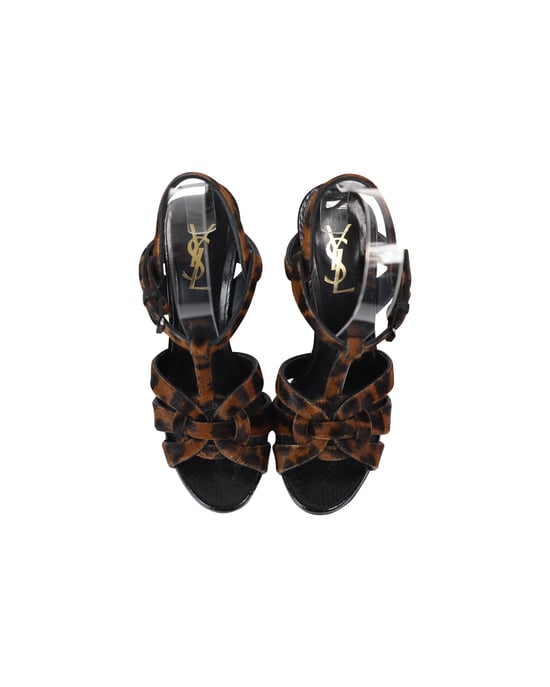 Saint Laurent Tribute 105 Plattform-Sandalen aus Tierdruck-Ponyleder - Image 5