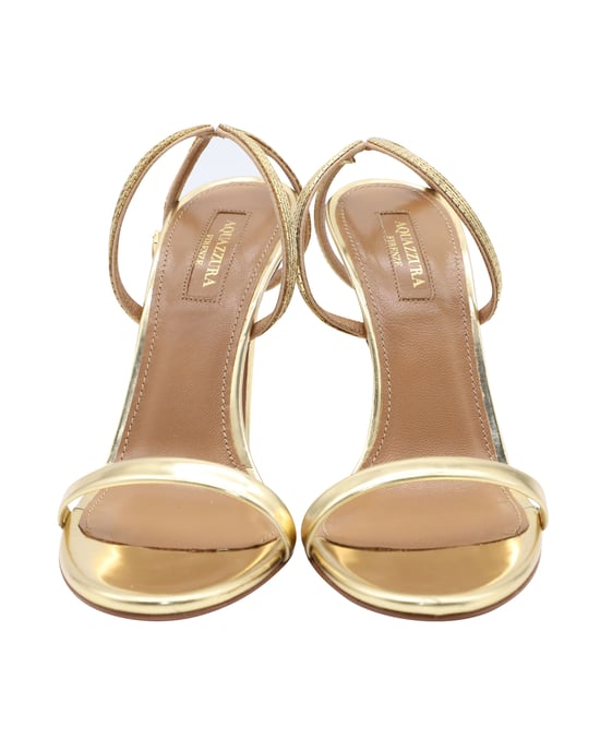 Aquazzura Cannes 105 Riemchen-Sandalen aus goldmetallic Leder - Image 2