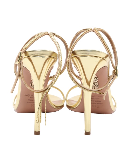 Aquazzura Cannes 105 Riemchen-Sandalen aus goldmetallic Leder - Image 3