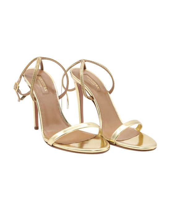 Aquazzura Cannes 105 Riemchen-Sandalen aus goldmetallic Leder - Image 4