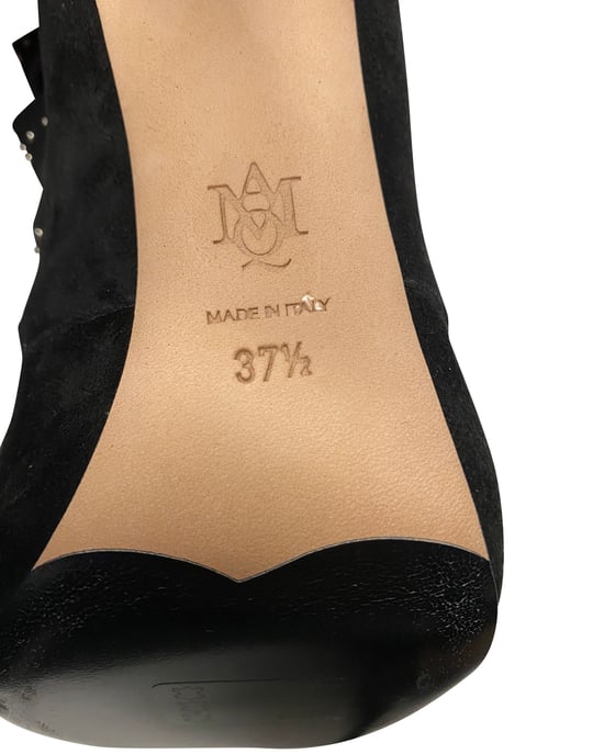 Alexander McQueen Cut-Out Nieten Schnürstiefel aus schwarzem Wildleder - Image 6