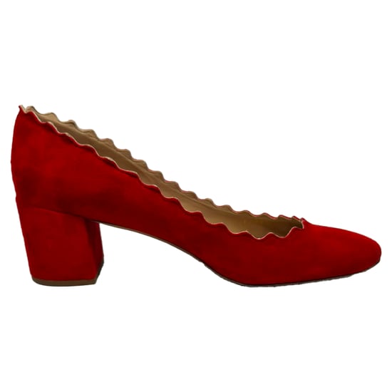 Chloé Lauren Scallop Block-Heel-Pumps aus rotem Wildleder - Image 1