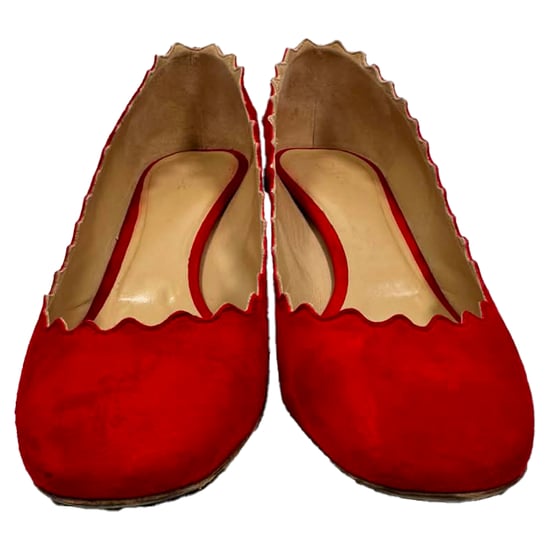 Chloé Lauren Scallop Block-Heel-Pumps aus rotem Wildleder - Image 2