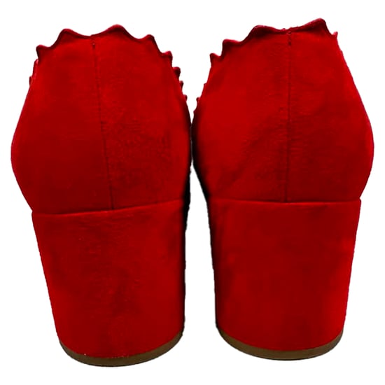 Chloé Lauren Scallop Block-Heel-Pumps aus rotem Wildleder - Image 4