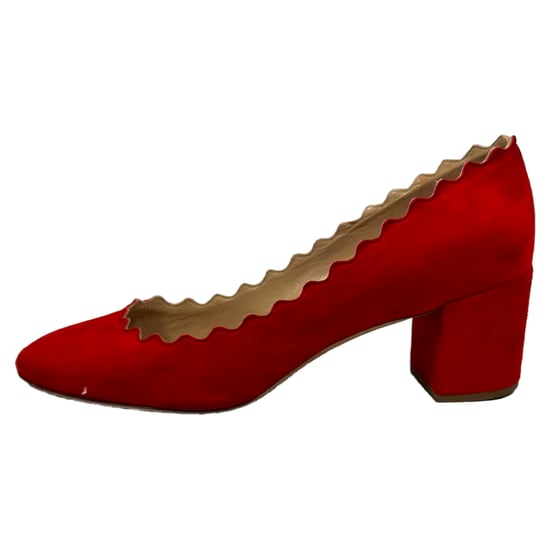 Chloé Lauren Scallop Block-Heel-Pumps aus rotem Wildleder - Image 5