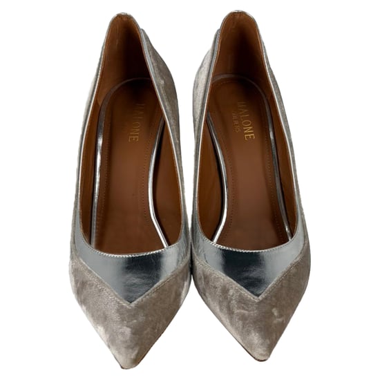 Malone Souliers Spitzpumps aus silbernem Samt - Image 4