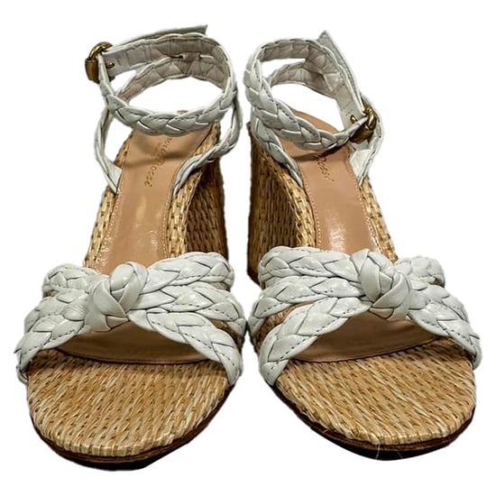 Gianvito Rossi 85 Geflochtene Raffia-Sandalen aus weißem Leder - Image 2