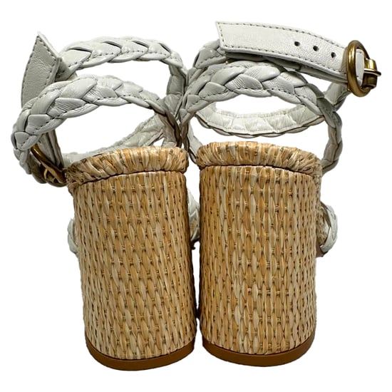 Gianvito Rossi 85 Geflochtene Raffia-Sandalen aus weißem Leder - Image 4