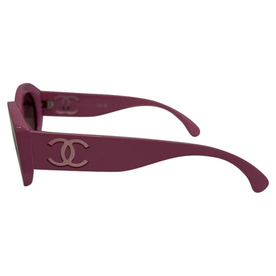 Chanel CC Oval-Rahmen-Sonnenbrille aus pinkem Acetat - Image 2