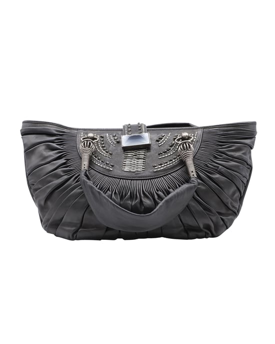 Dior Plissierte Plissé Tasche aus schwarzem Leder - Image 1