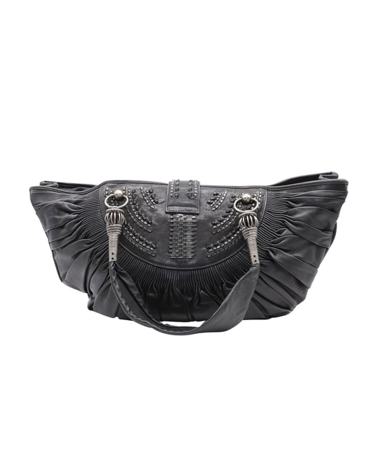 Dior Plissierte Plissé Tasche aus schwarzem Leder - Image 3