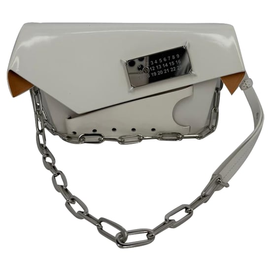 Maison Margiela Kleine Snatched Schultertasche aus weißem Lackleder - Image 2