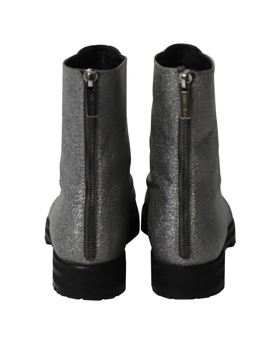 Jimmy Choo Glitzer-Kampfstiefel aus silbernem Polyester - Image 3