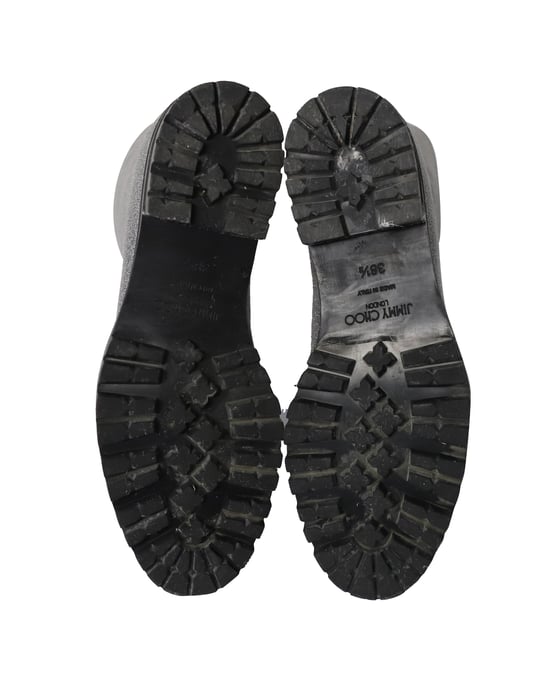 Jimmy Choo Glitzer-Kampfstiefel aus silbernem Polyester - Image 5