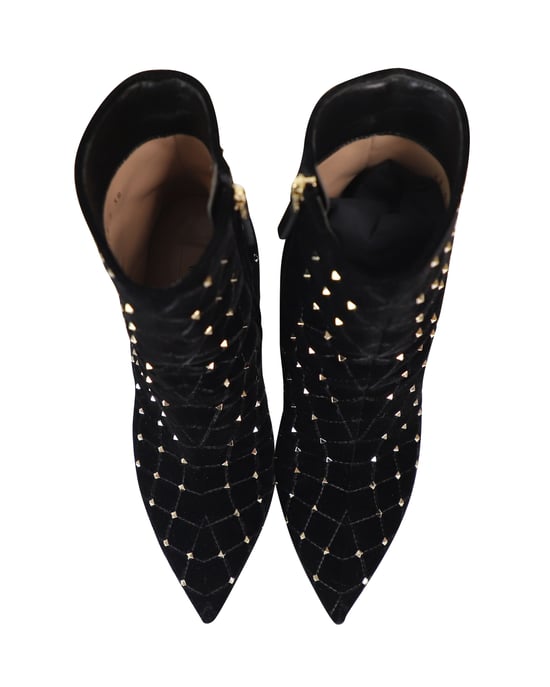 Valentino Pre-owned Rockstud gesteppte Stiefeletten aus Samt - Schwarz - Image 5