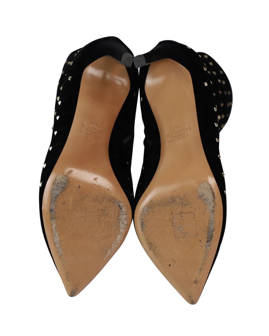 Valentino Pre-owned Rockstud gesteppte Stiefeletten aus Samt - Schwarz - Image 6