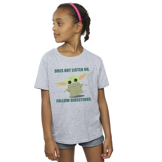 Star Wars - "The Mandalorian Does Not Listen" T-Shirt für Mädchen (Grau) - Image 1