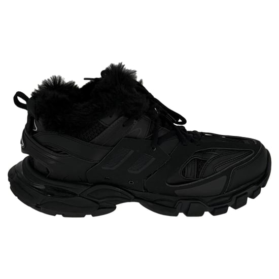 Balenciaga Track Sneaker mit Kunstfellfutter aus schwarzem Polyurethan - Image 1