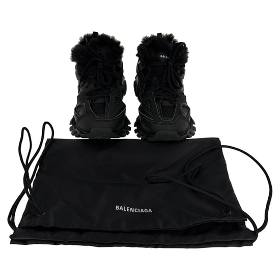 Balenciaga Track Sneaker mit Kunstfellfutter aus schwarzem Polyurethan - Image 4