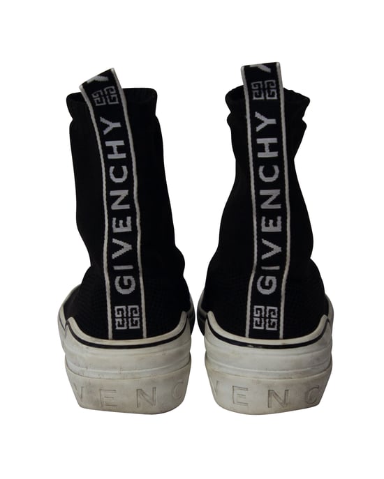Givenchy George V Logo Stretch-Strick Hohe Slip-On Sneakers aus schwarzem Polyamid - Image 4