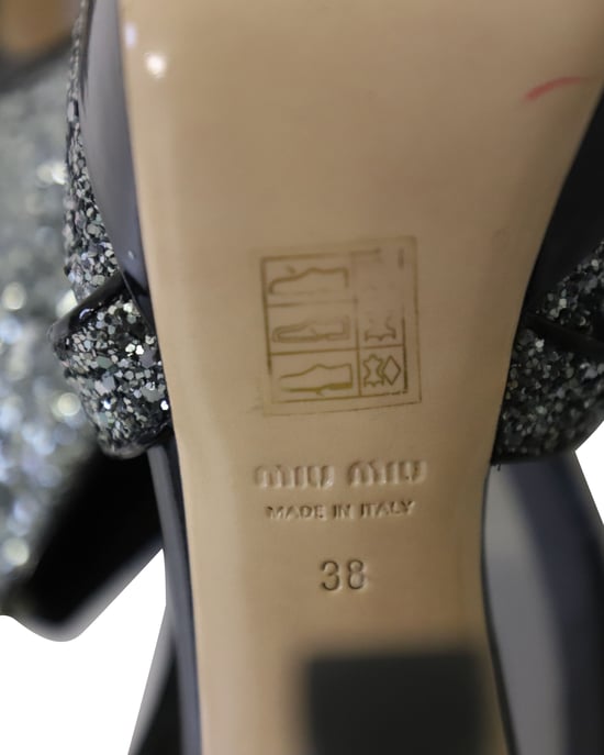 Miu Miu Plateau-Heels in Silber-Glitzer - Image 6
