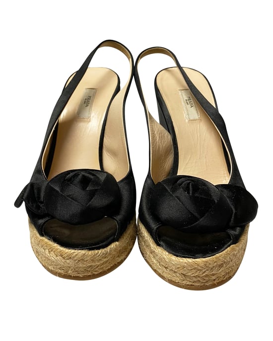 Prada Espadrillesandalen aus schwarzer Seide - Image 2