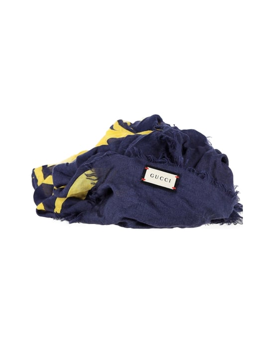 Gucci Logo-Disk-Schal aus Baumwollseide in Marineblau - Image 2