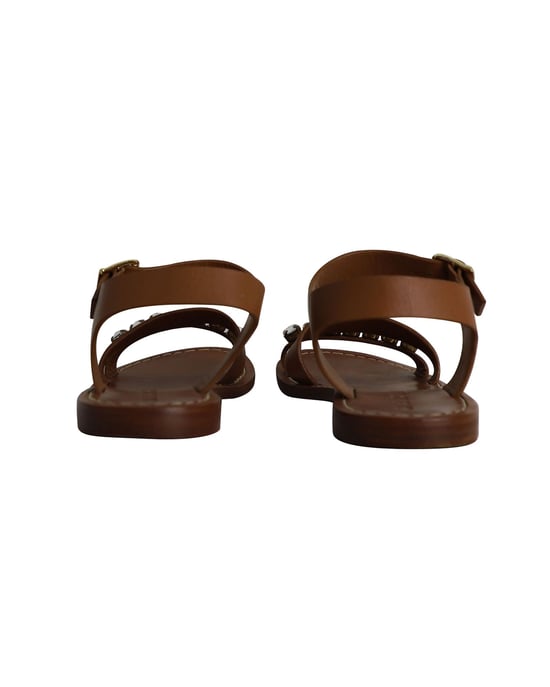 Marni mit Juwelen verzierte flache Sandale aus brownem Leder - Image 2