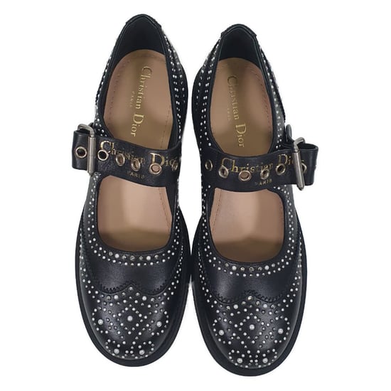 Dior D-Society Baby Verzierter Mary Jane Ballerinas aus schwarzem Leder - Image 5