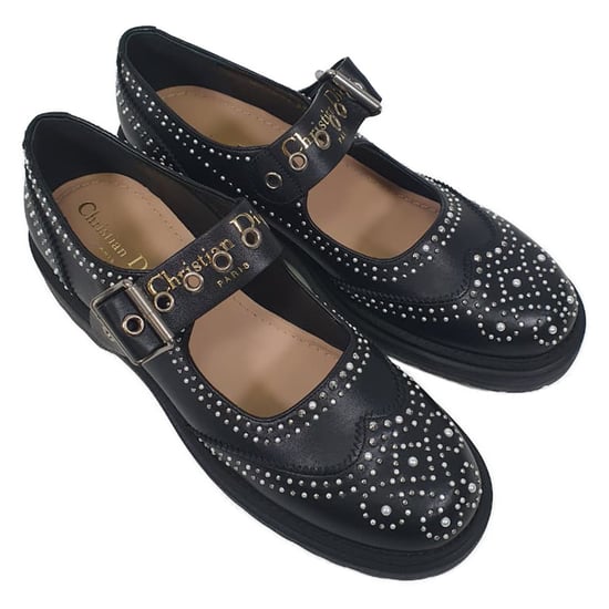 Dior D-Society Baby Verzierter Mary Jane Ballerinas aus schwarzem Leder - Image 6