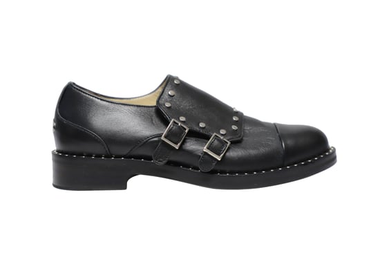 Jimmy Choo Geschlossene Monk-Strap-Schuhe aus schwarzem Leder mit Nieten - Image 1