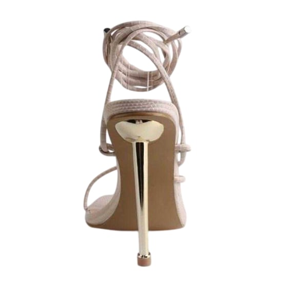 Chic - Schlangenhaut Sandalen für Damen, Leder, Stiletto-Absatz (Cremefarbe) - Image 2