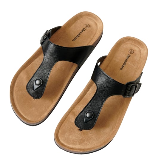 Threadbare - Sandalen für Herren, Zehentrenner, Flach (Schwarz) - Image 2