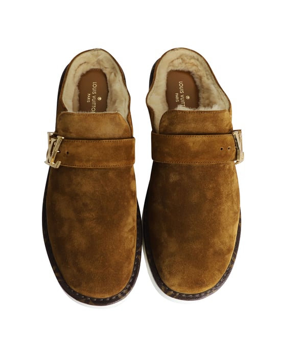 Louis Vuitton Cosy Slip-On Mules aus braunem Wildleder-Rindsleder - Image 6