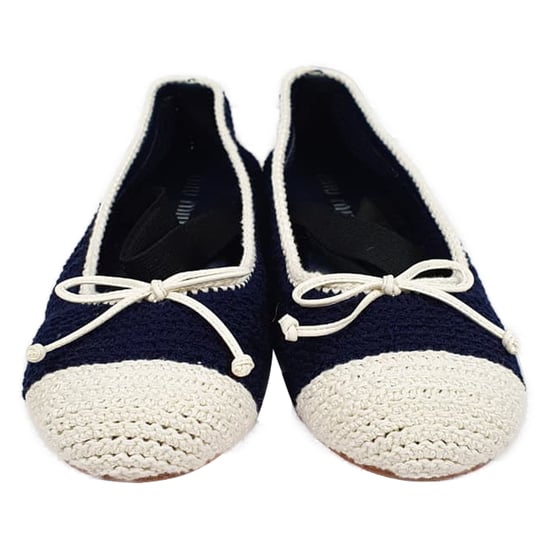 Miu Miu Baumwoll-Ballerinas mit Häkelspitze in Marineblau - Image 2