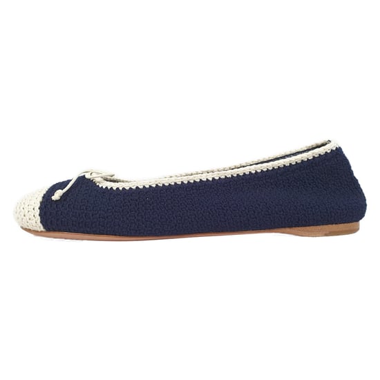 Miu Miu Baumwoll-Ballerinas mit Häkelspitze in Marineblau - Image 3