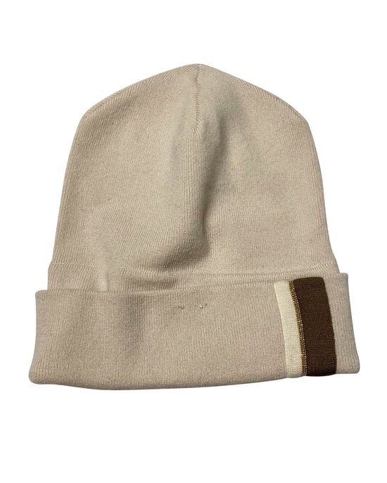Brunello Cucinelli Strickmütze mit Monili aus beigem Kaschmir - Image 1