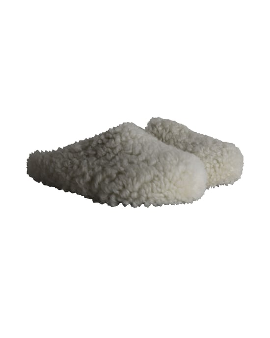 Marni Sabot Round-Toe Shearling Mules in White Wool - Image 3