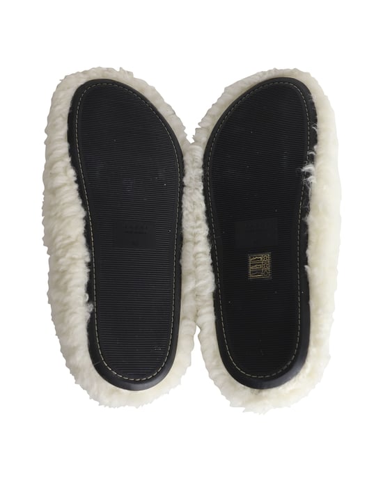 Marni Sabot Round-Toe Shearling Mules in White Wool - Image 5